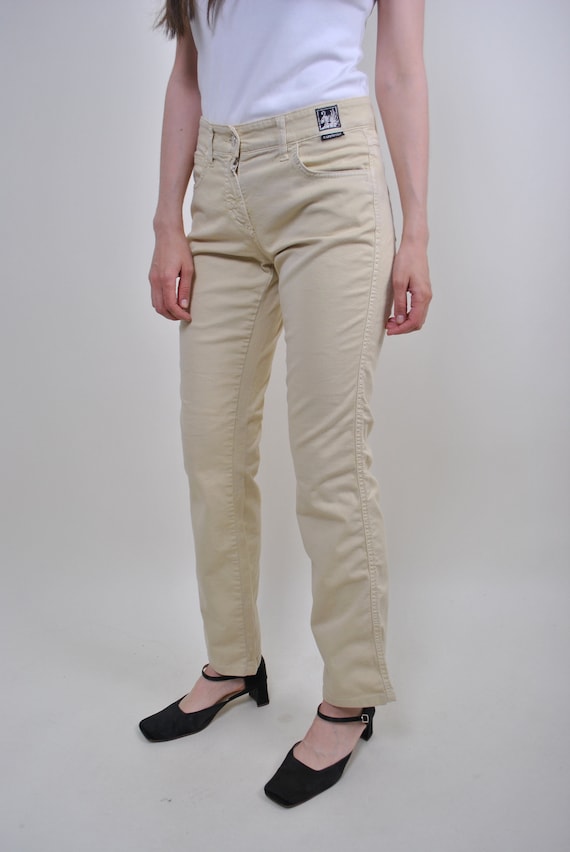 70s yellow flare jeans, vintage boho high waist sk