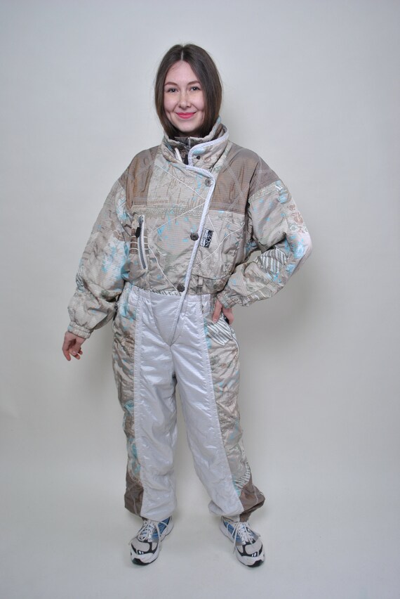 Women One Piece Ski Suit Retro Pattern Winter Jump Suit Retro Etsy