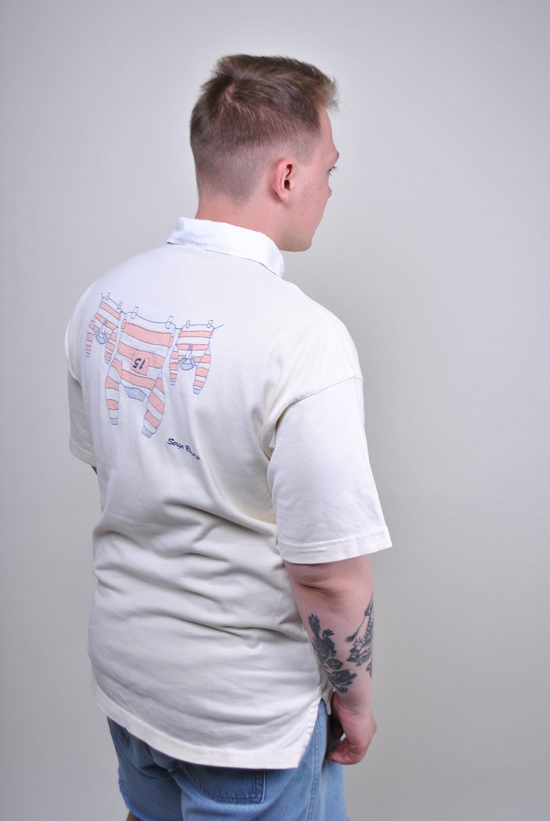 Pink Embroidery 90s 80s Retro Short sleeve Men/'s Pattern shirt Funny tee Sox embroidery Vintage White Polo Sport t-shirt Size M