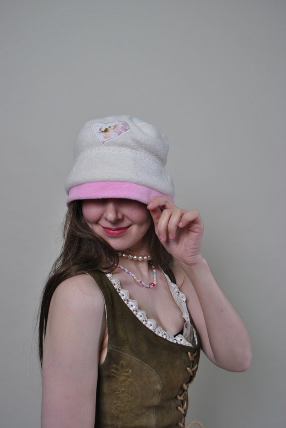 Cute fleece bucket hat, 90s adorable winter hat i… - image 4