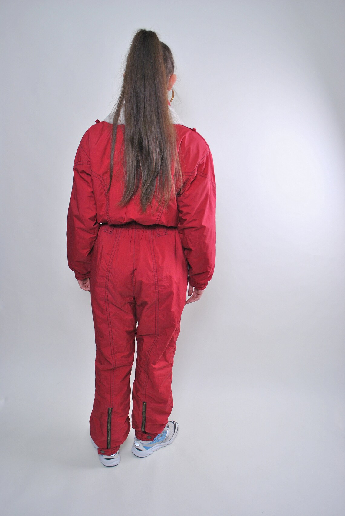 Vintage one piece red ski suit retro nylon woman snow suit | Etsy