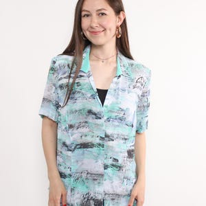 Blusa vocação com estampa abstrata dos anos 80, blusa de verão com estampa vintage, tamanho M