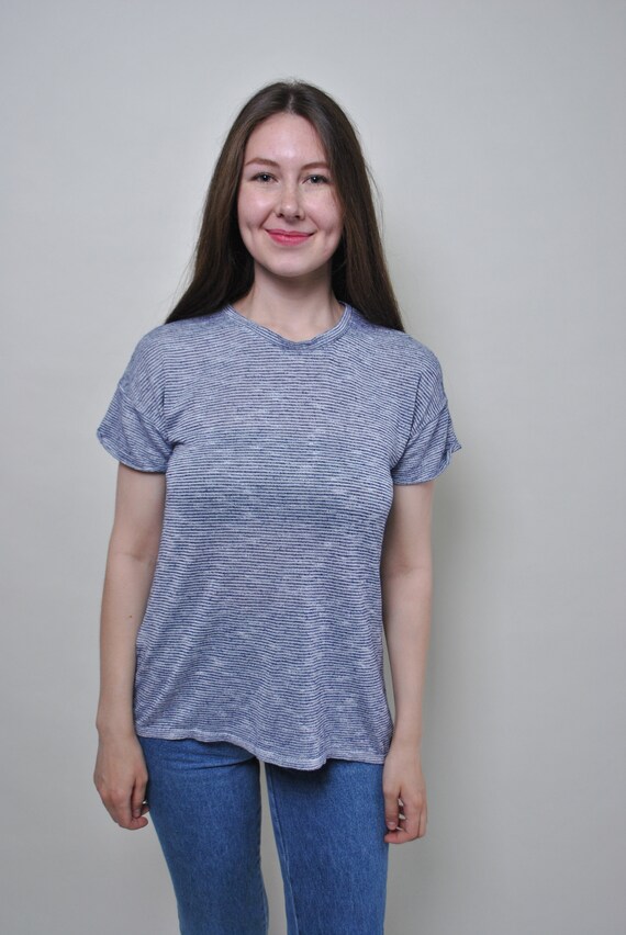 90s Italian army tee shirt, vintage military t-shirt in blue, Size S (M )