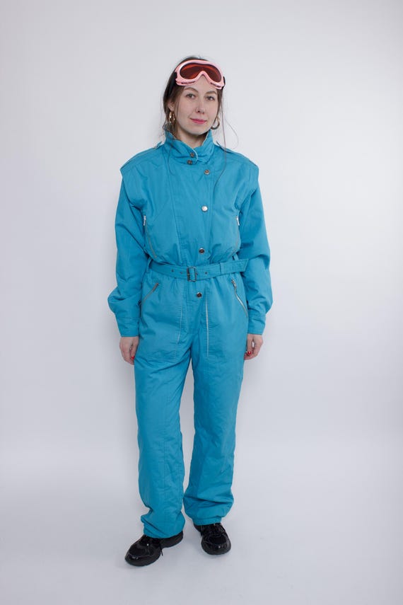 Vintage 90s Blue One Piece Ski Suit: Retro Womens Jumpsuit, Size M / L