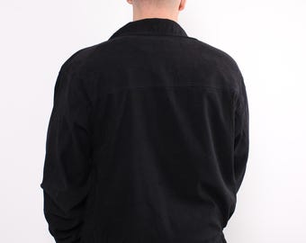 Vintage 90s Black Harrington Jacket L Minimalist Bomber Jacket