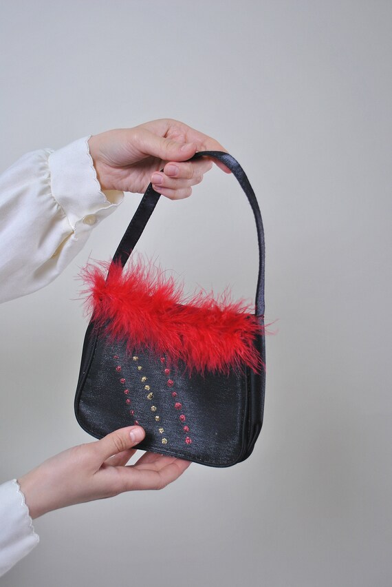 Red faux fur purse sale