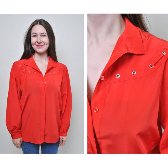 Chemisier de soir e vintage chemise boutonn e rouge formelle