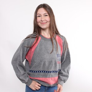 90s sportswear sweatshirt, vintage funky pinky grey sweatshirt with embroidery, Size M