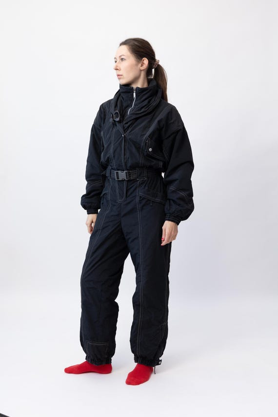 Vintage Black Minimalist One Piece Ski Suit Size M