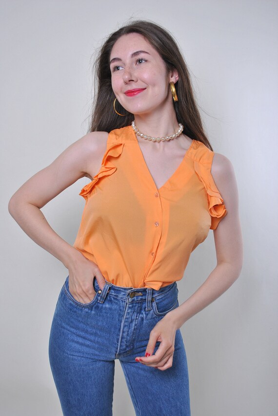 button down ruffle blouse