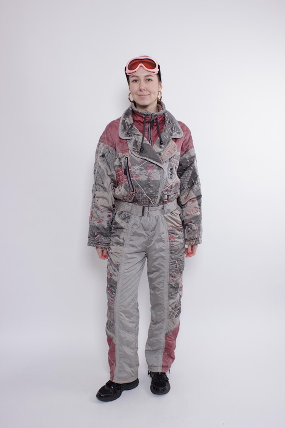 Vintage 90s Ski Suit Women’s One Piece Snowsuit, Winter Overall, Size M