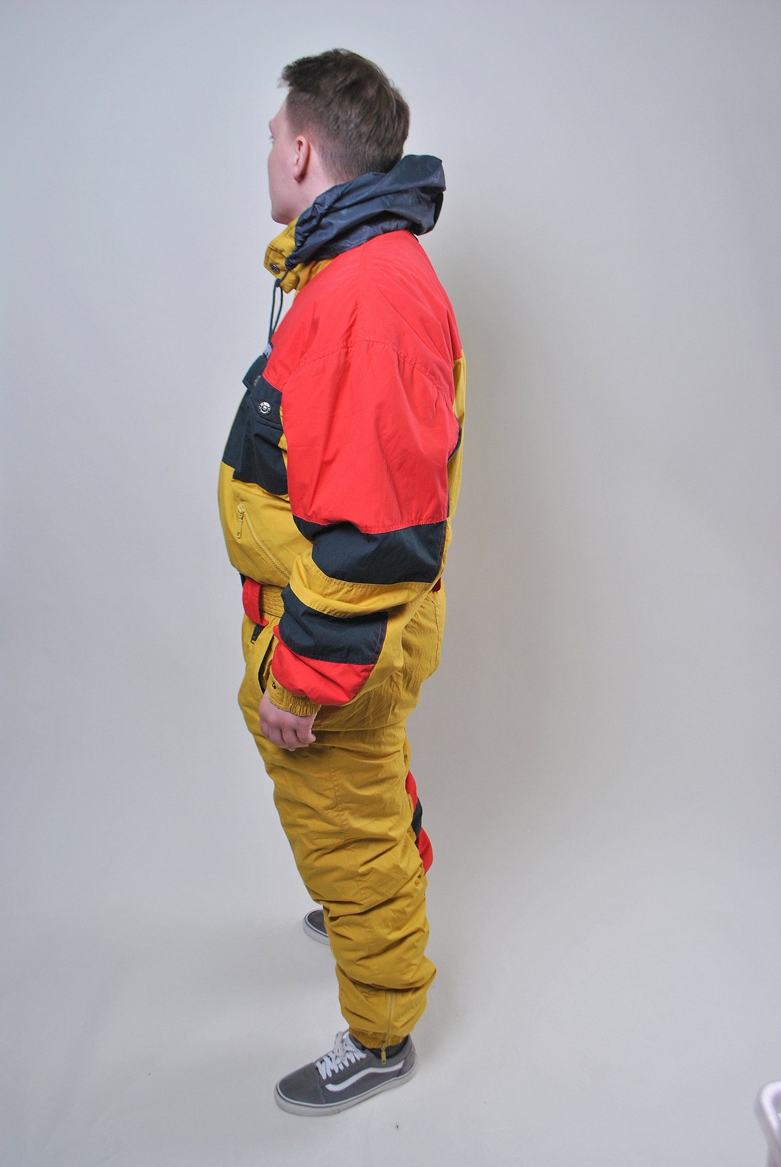 Vintage one piece yellow ski suit retro plus size snow suit Etsy