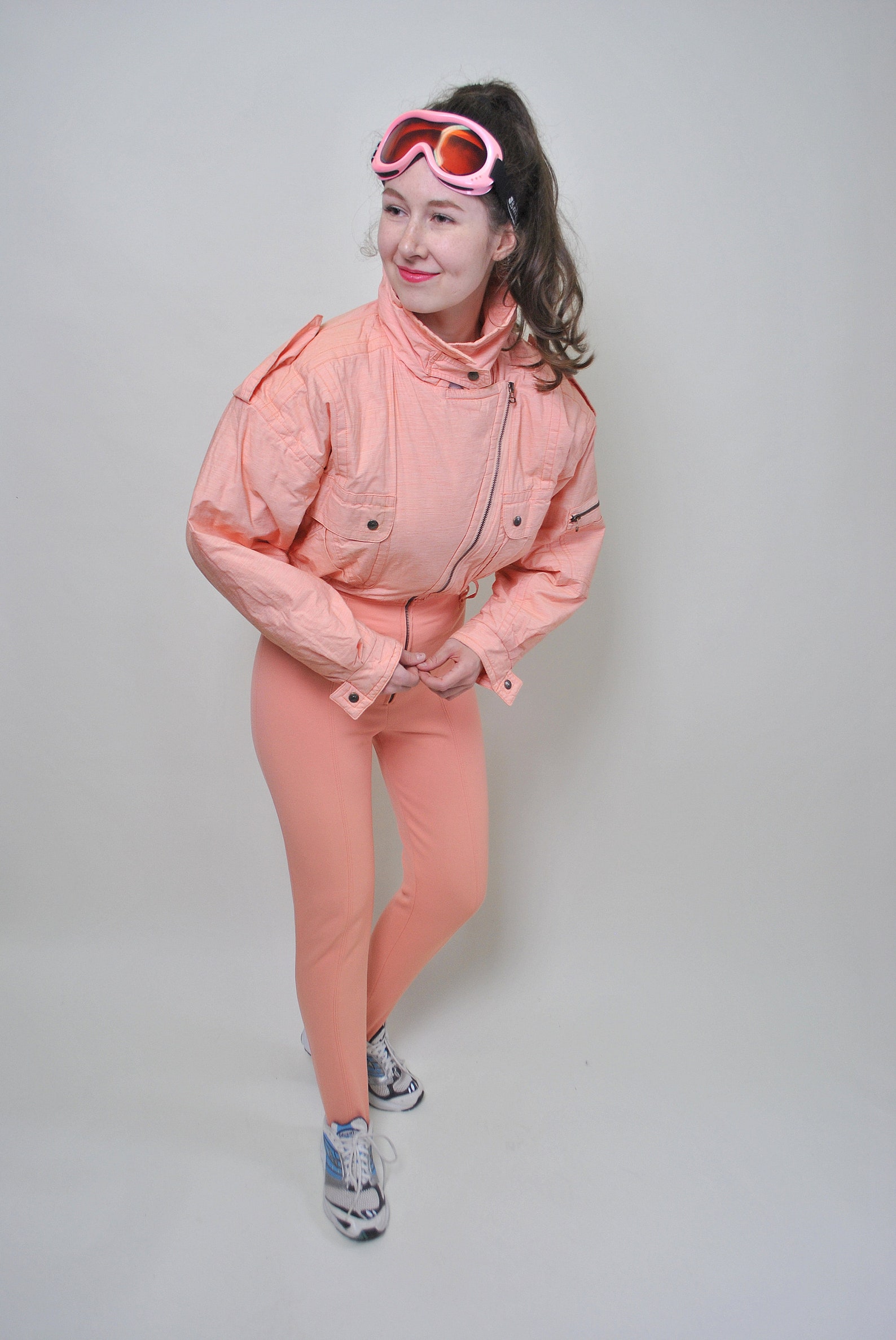 80s Pink Ski Suit One Piece Snowsuit Fitted Sexy Ski Overall Etsy