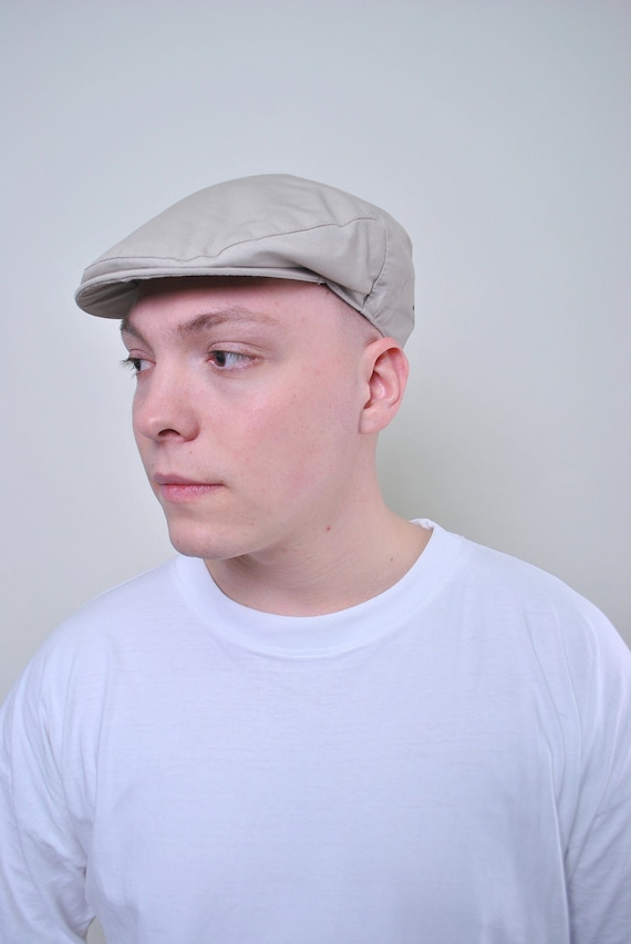 90s newsboy cap in beige, vintage casual flat cap hat