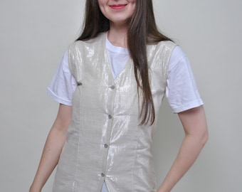 Débardeur beige vintage des années 90 - Taille M
