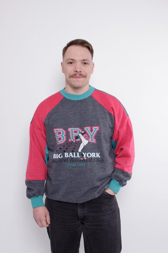 90s multicolour sweatshirt, vintage grey oversized sport wear sweatshirt, Size S