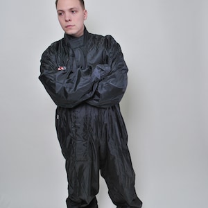 One Piece Windbreaker Suit, Vintage Men Black Rain Suit, Size XL - Etsy