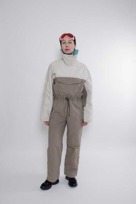 Vintage 80s One Piece Ski Suit, Retro Colorblock Snowsuit Women, Size M