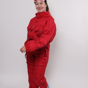 One Piece Red Ski Suit, Retro Snowsuit MEDIUM Size 80s Winter Overall ...