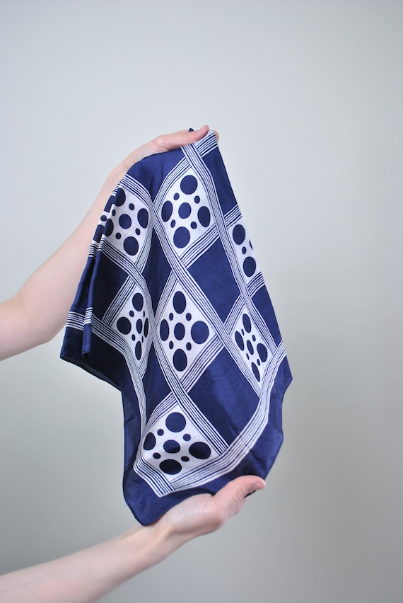 80s modernist hair scarf, vintage abstract shawl,… - image 2