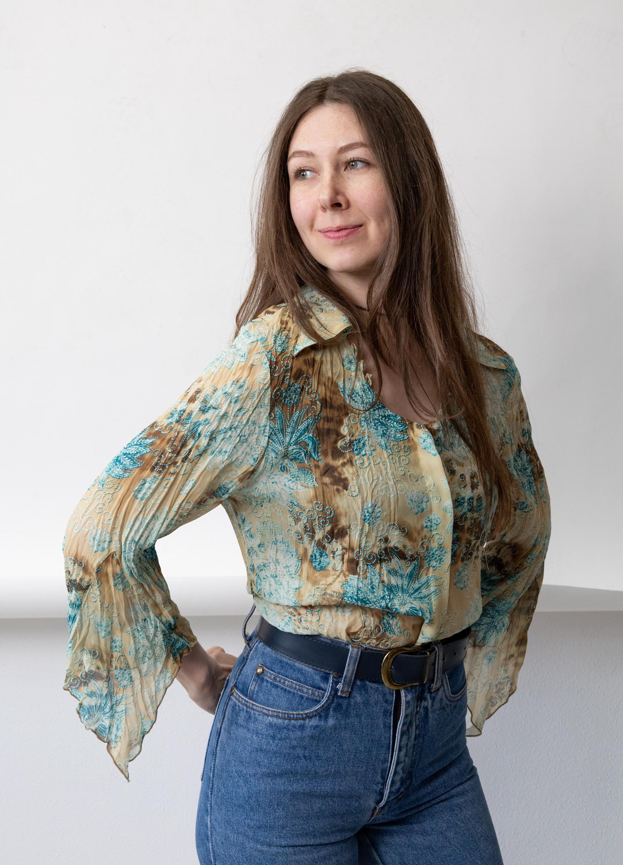 Sheer Crinkle Blouse - Etsy