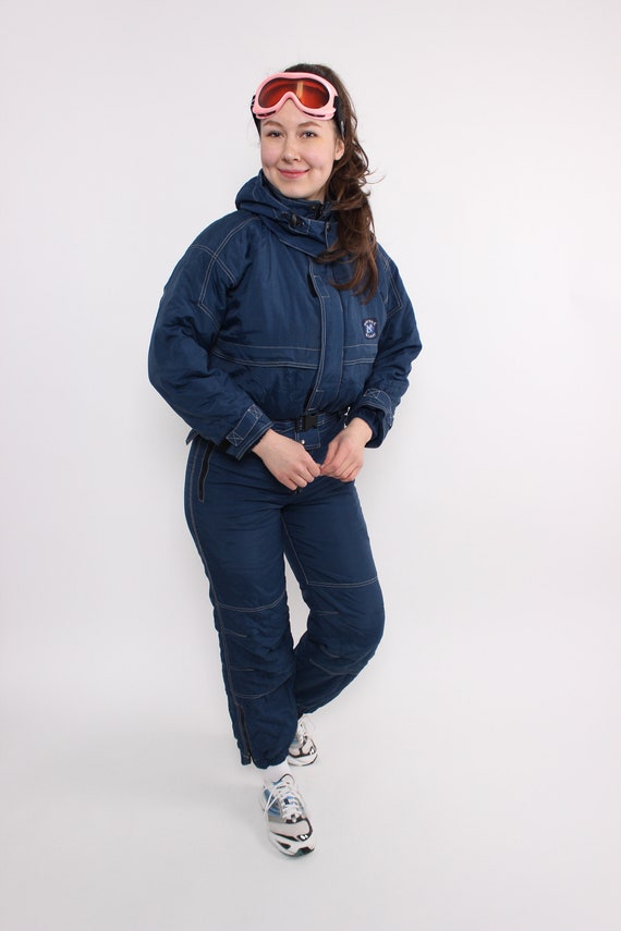 Blue one piece ski suit, vintage 90s snowsuit, re… - image 5