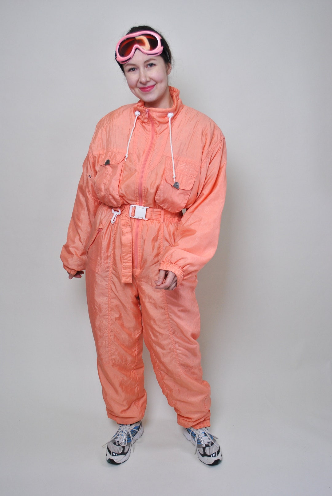 Ski Suit Vintage Retro Women One Piece Snow Suit Orange Ski Etsy