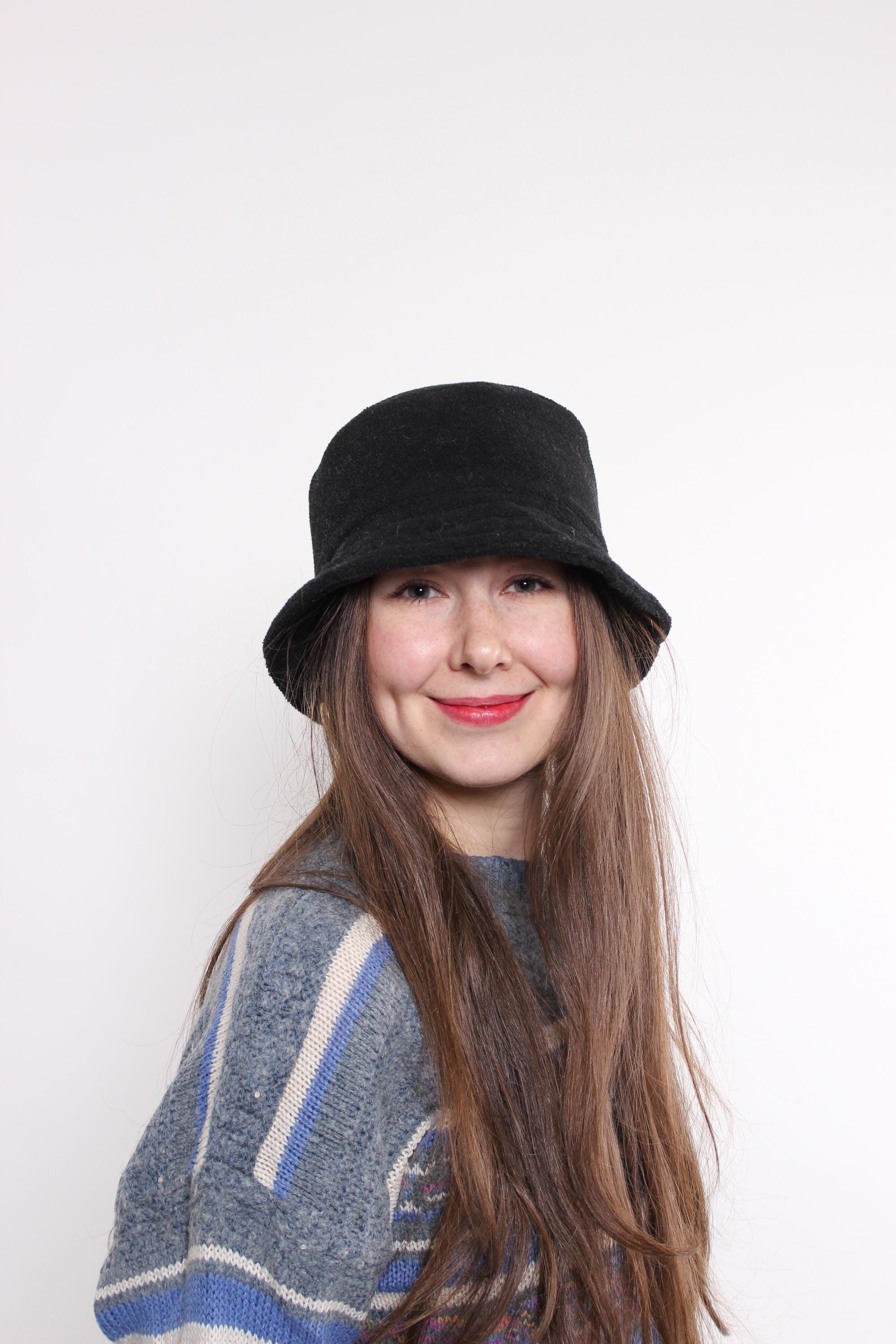 Vintage Cloche Bucket Hat, 70% Acrylic 30% Cotton, Crushable & Packable Kiran Packable Cloche - Black - Cotton Blend Hat | Helen  main image 3