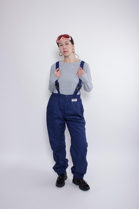 Vintage 90s Ski Suit, Women’s Retro Suspenders Snowsuit, Winter Pants, Size L