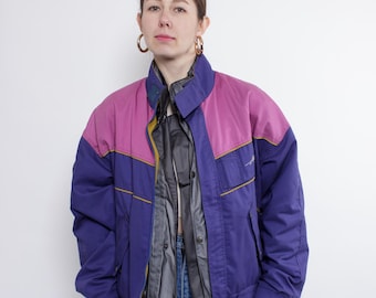 Vintage 90s Navy Blue Wool Bomber Jacket L Cropped Military Style