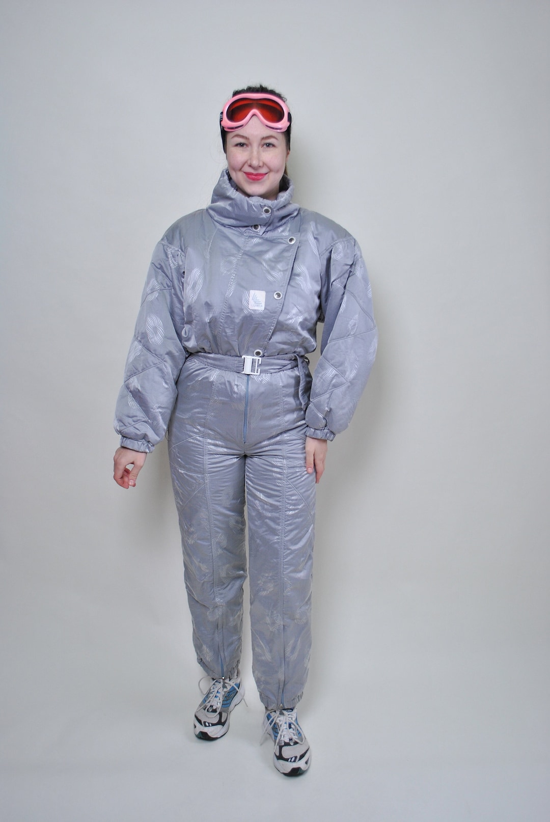 One Piece Ski Suit Vintage Women Shiny Gray Snow Suit Size S - Etsy