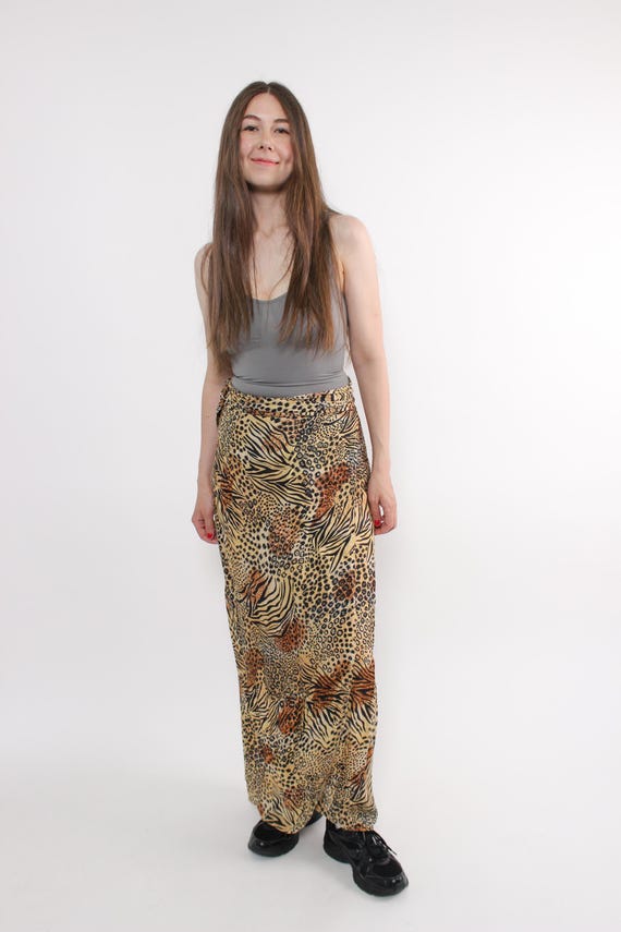90s Animal Print Wrap Skirt: Vintage Leopard Zebra Viscose, One