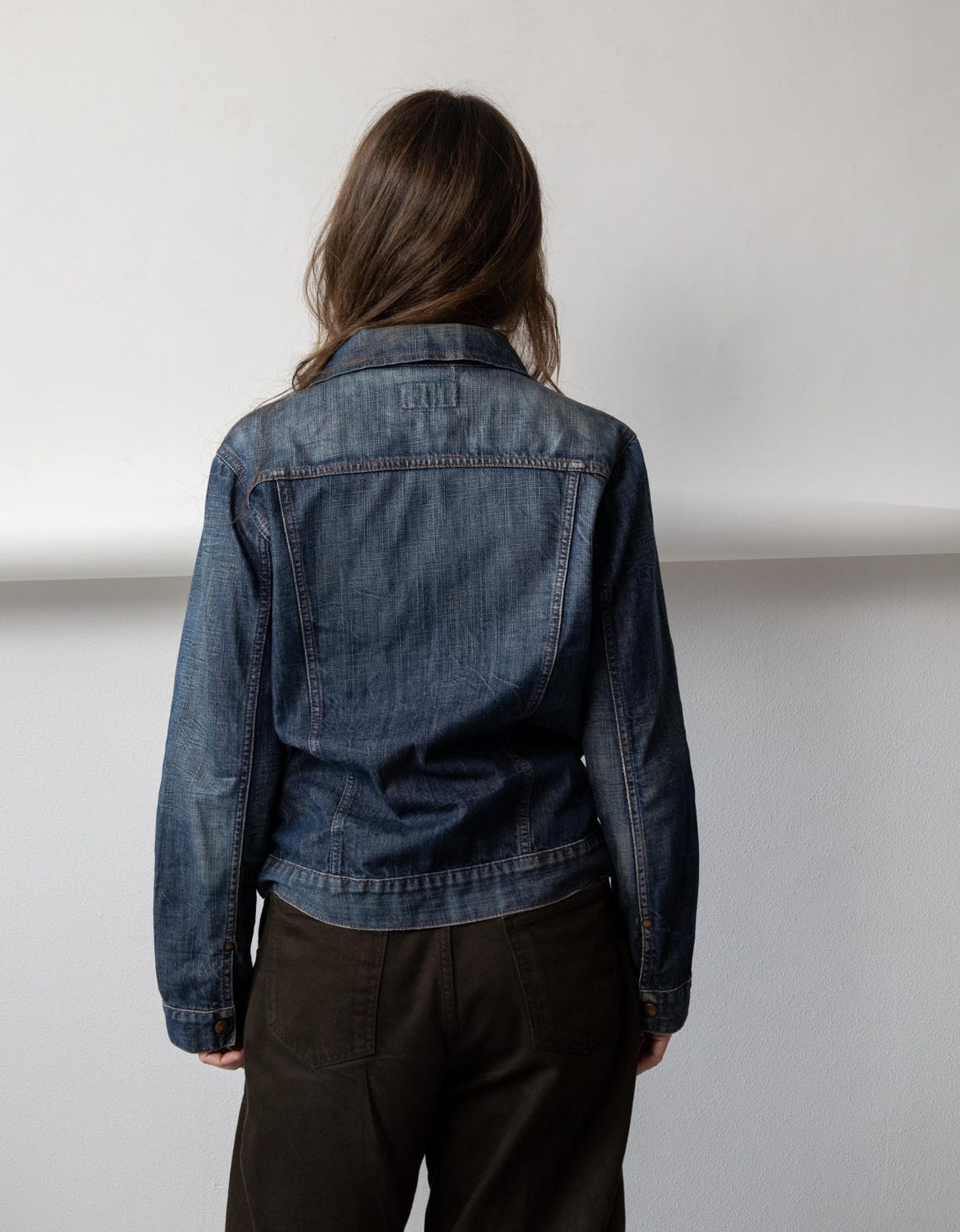 Wrangler Denim Jacket, Dark Wash Heritage Trucker, Y2K, Size L, Foto 3 von 5