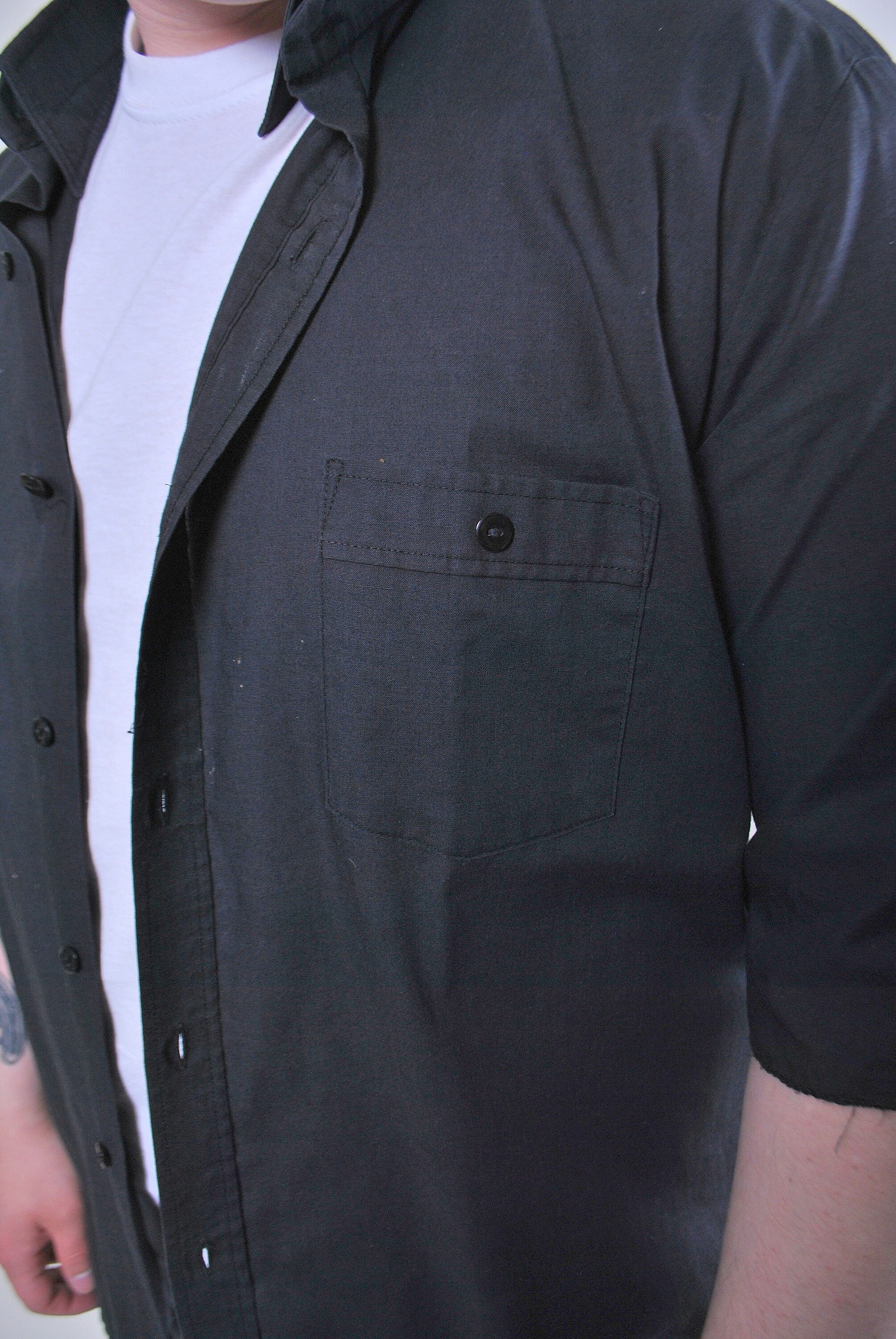 Vintage Men Black Short Sleeve Shirt Size M Etsy