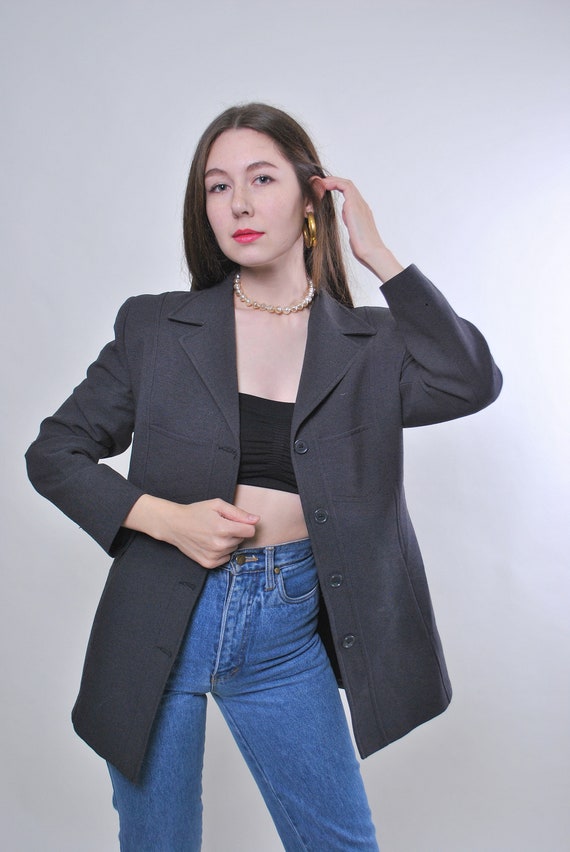 Vintage Italian suit grey blazer jacket, Size M