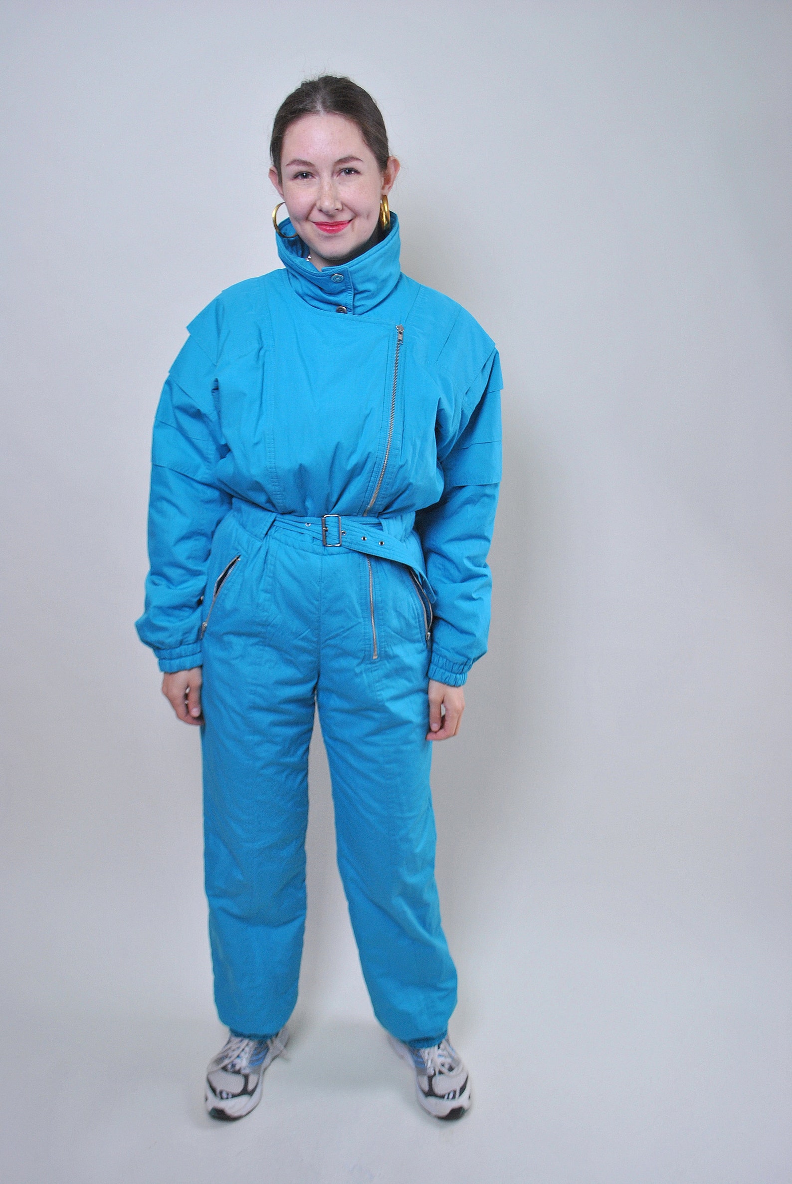 Vintage one piece blue ski suit retro women snow suit Size M Etsy