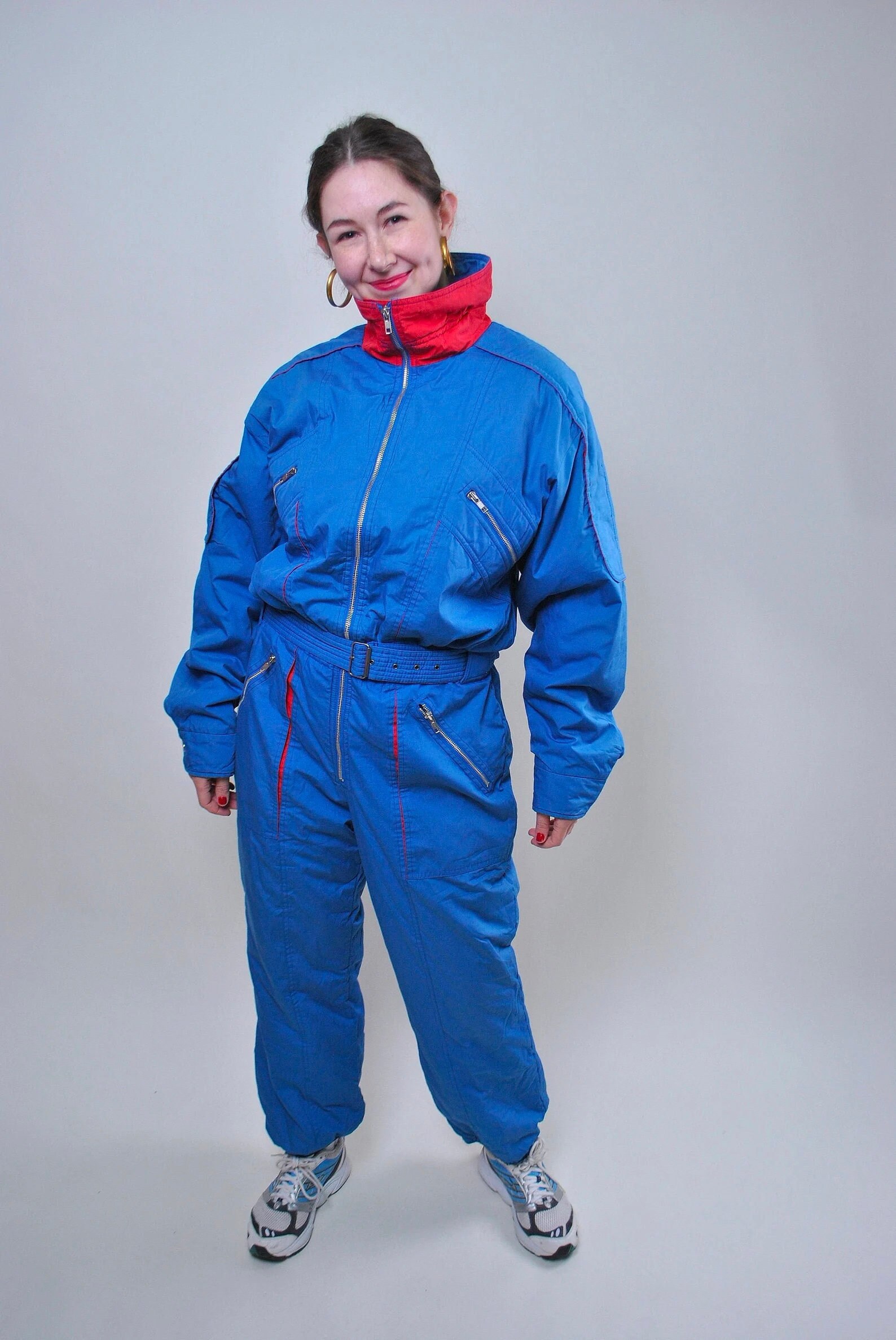 Women Full Ski Suit Vintage Blue One Piece Snow Suit Size L | Etsy