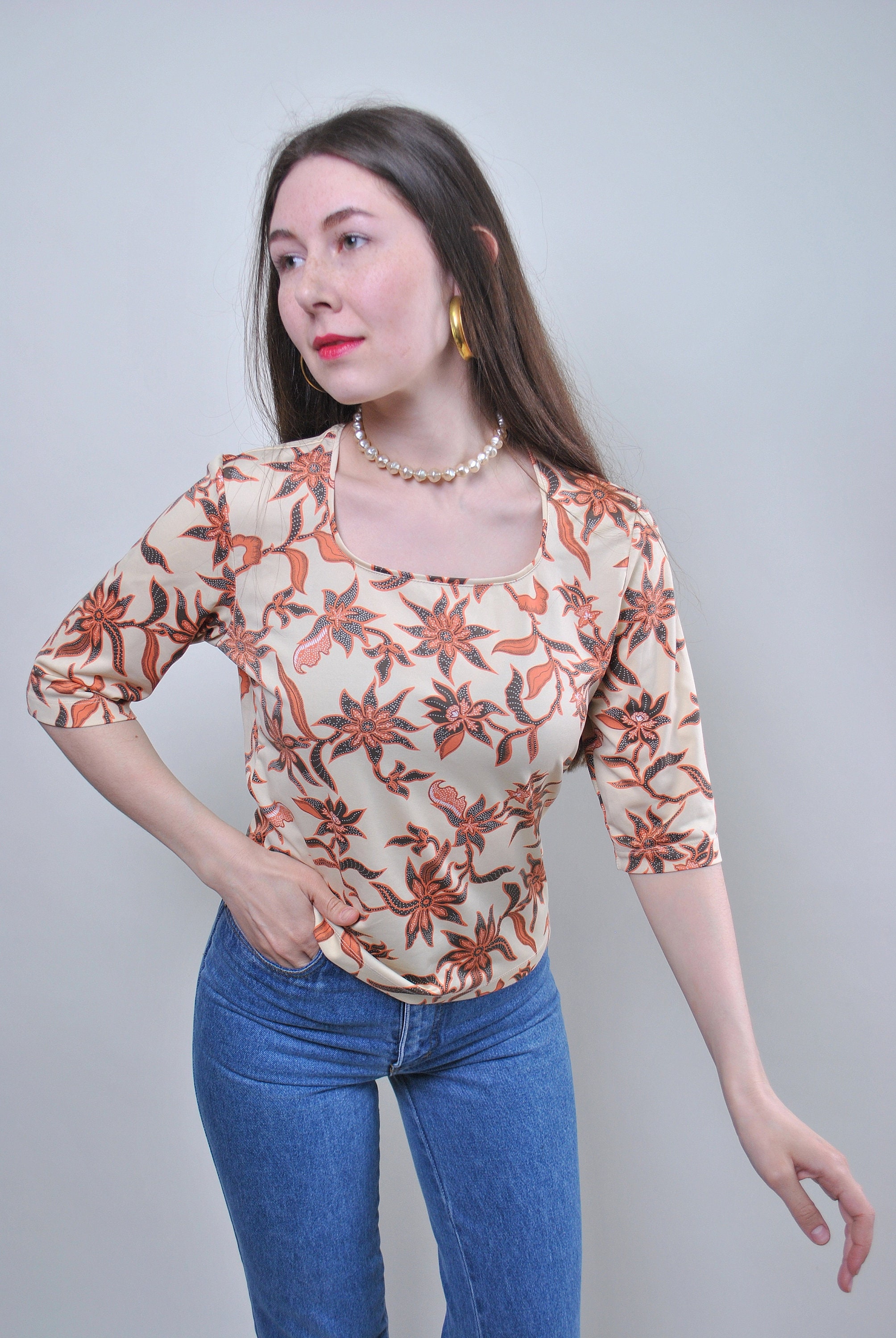 Chemise oversize en polaire à fleurs style années 90