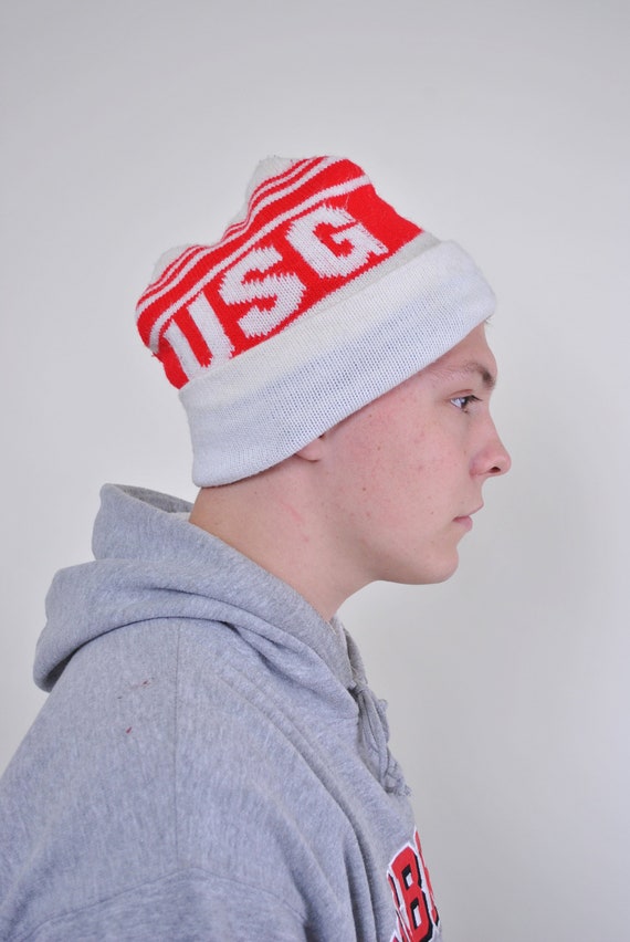 Vintage USG Beanie Hat: 90s Retro Sport Knit