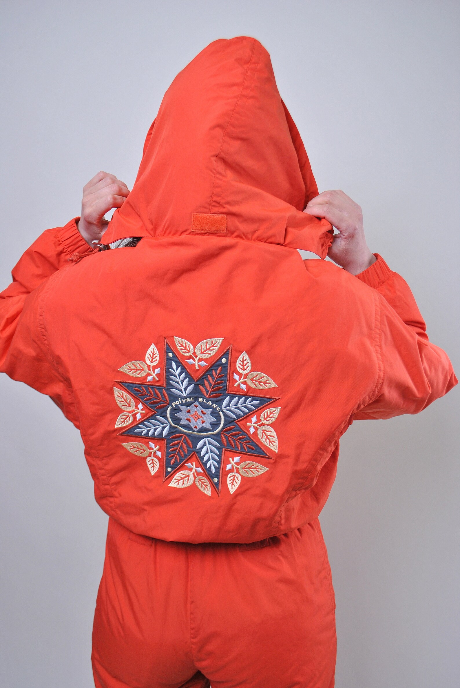 Vintage one piece orange ski suit 80s woman nylon snow suit Etsy