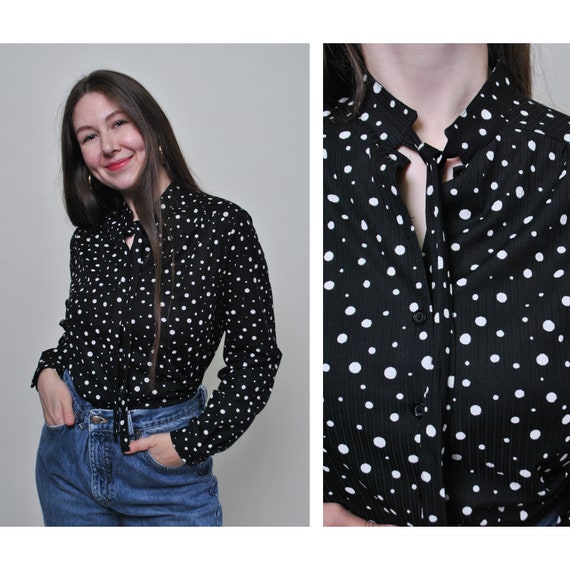 Chemisier noir vintage chemise c tel e col noeud papillon