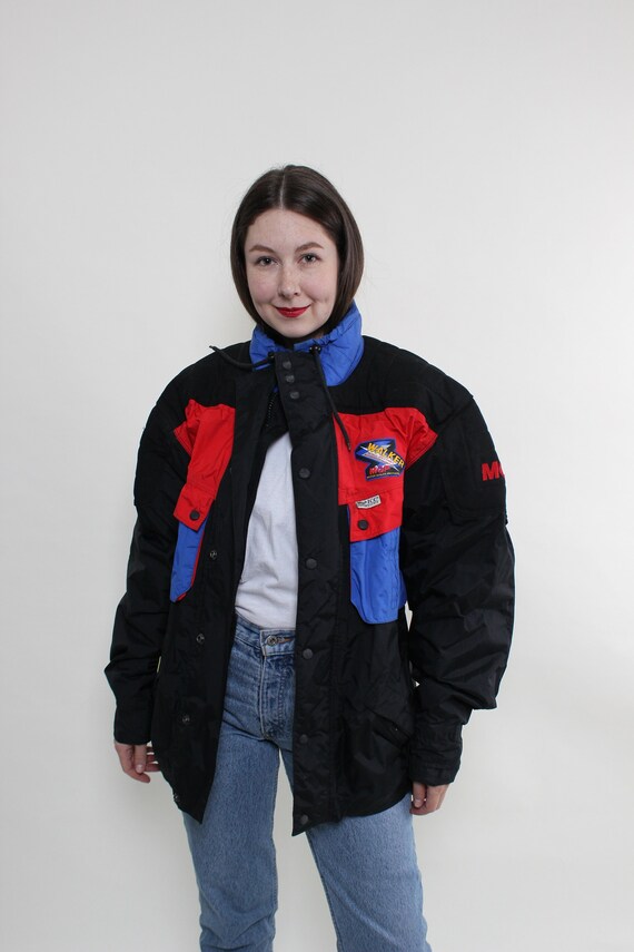 90s Vintage Motorsport Crop Jacket: Waterproof Biker Racing Jacket, Size XL