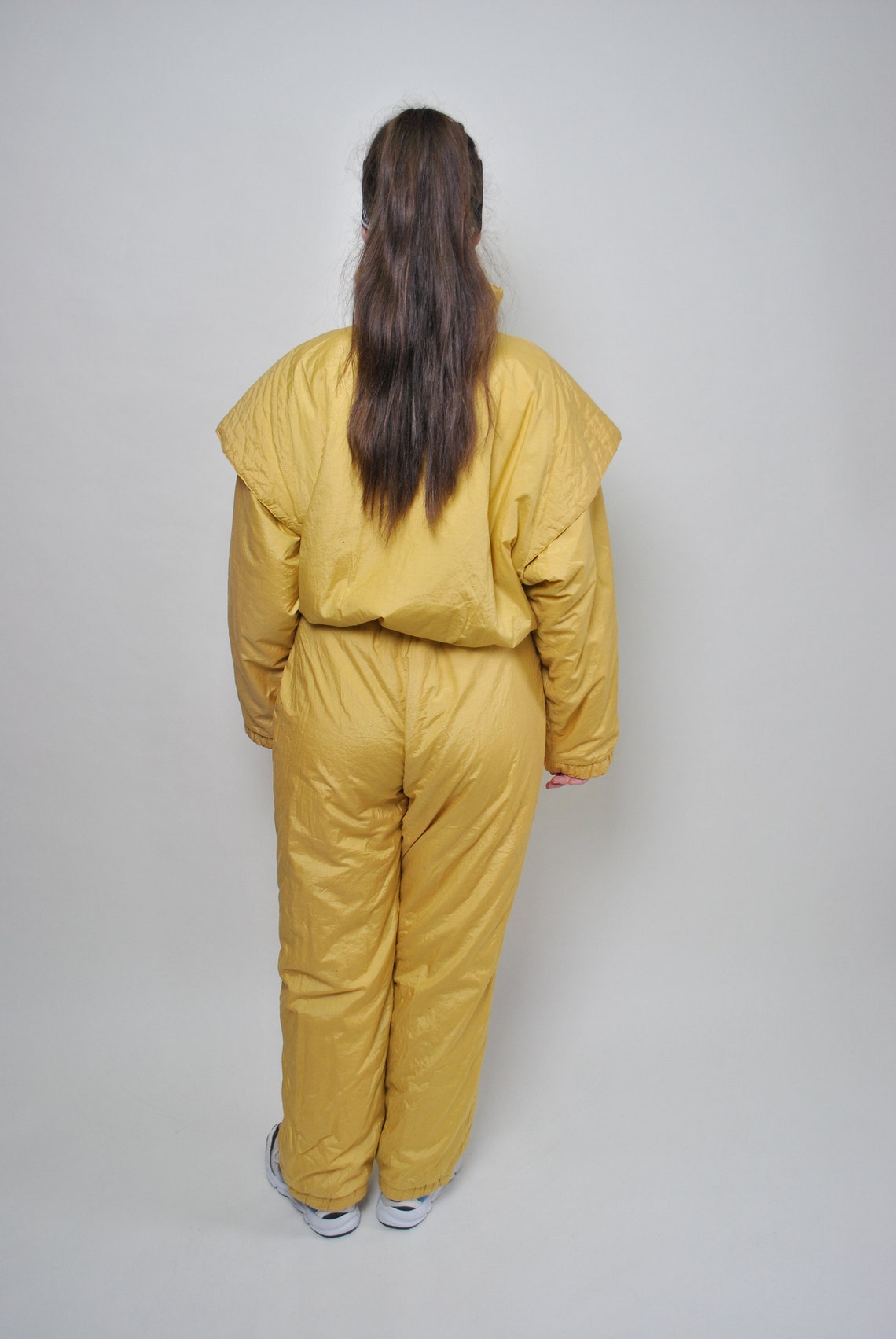 80s Yellow Ski Suit One Piece Snowsuit LARGE Size Vintage Etsy