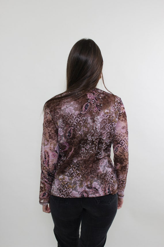 y2k pink paisley top, vintage 00s pullover long s… - image 2