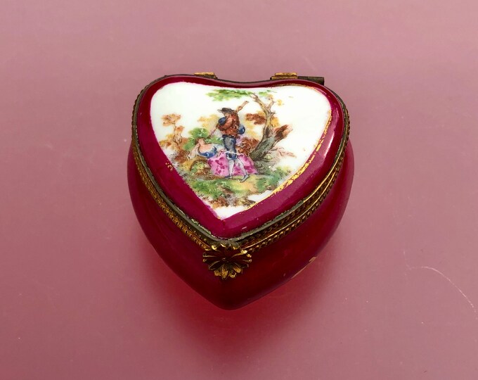 Limoges Heart Shaped Trinket Box French Porcelain Box Etsy UK