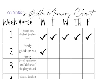 Kids Bible Verse Memory Chart: Christian Scripture Learning (Digital Download)