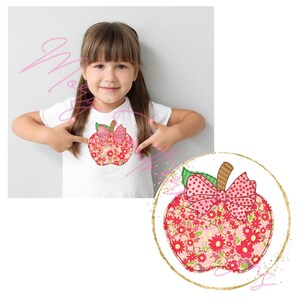 Apple faux back to school PNG, back to school sublimation, girls back to school, floral apple design, cute back to school girls design