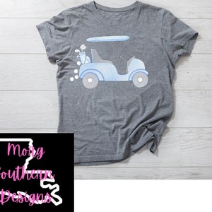 Blue Golf Cart PNG: Preppy Golfing Design (Digital Download)