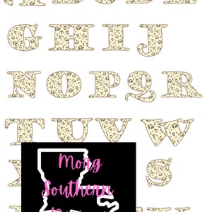 Cheetah print sublimation letters, cheetah letters, cheetah alphabet, sublimation alphabet, PNG alphabet, cute letters, shirt letters, girly