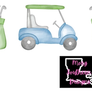 Golf cart png, golf sublimation, golf caddie, golfing digital design, blue golf cart, masters golf, golf png, golf shirt design